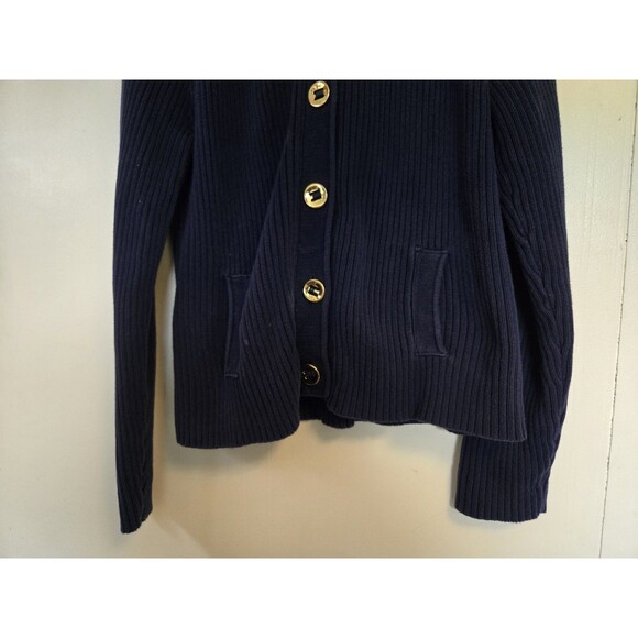 Lauren Jeans Ralph Lauren Sweater Womens XL Blue Rib Knit Cardigan Gold Buttons - Picture 3 of 7